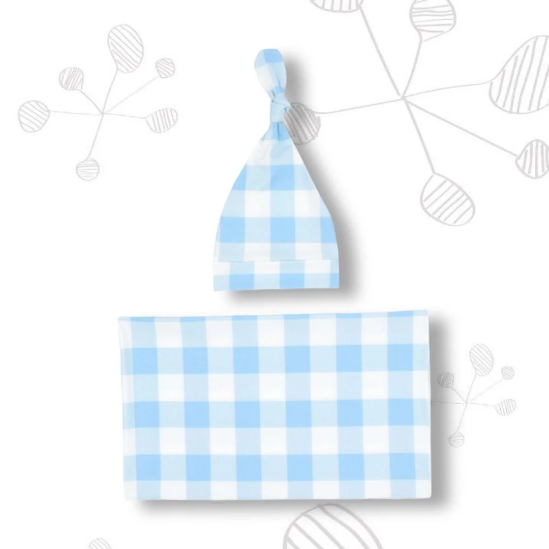 Sabanita Cuadros con Gorro, Azul y Blanco