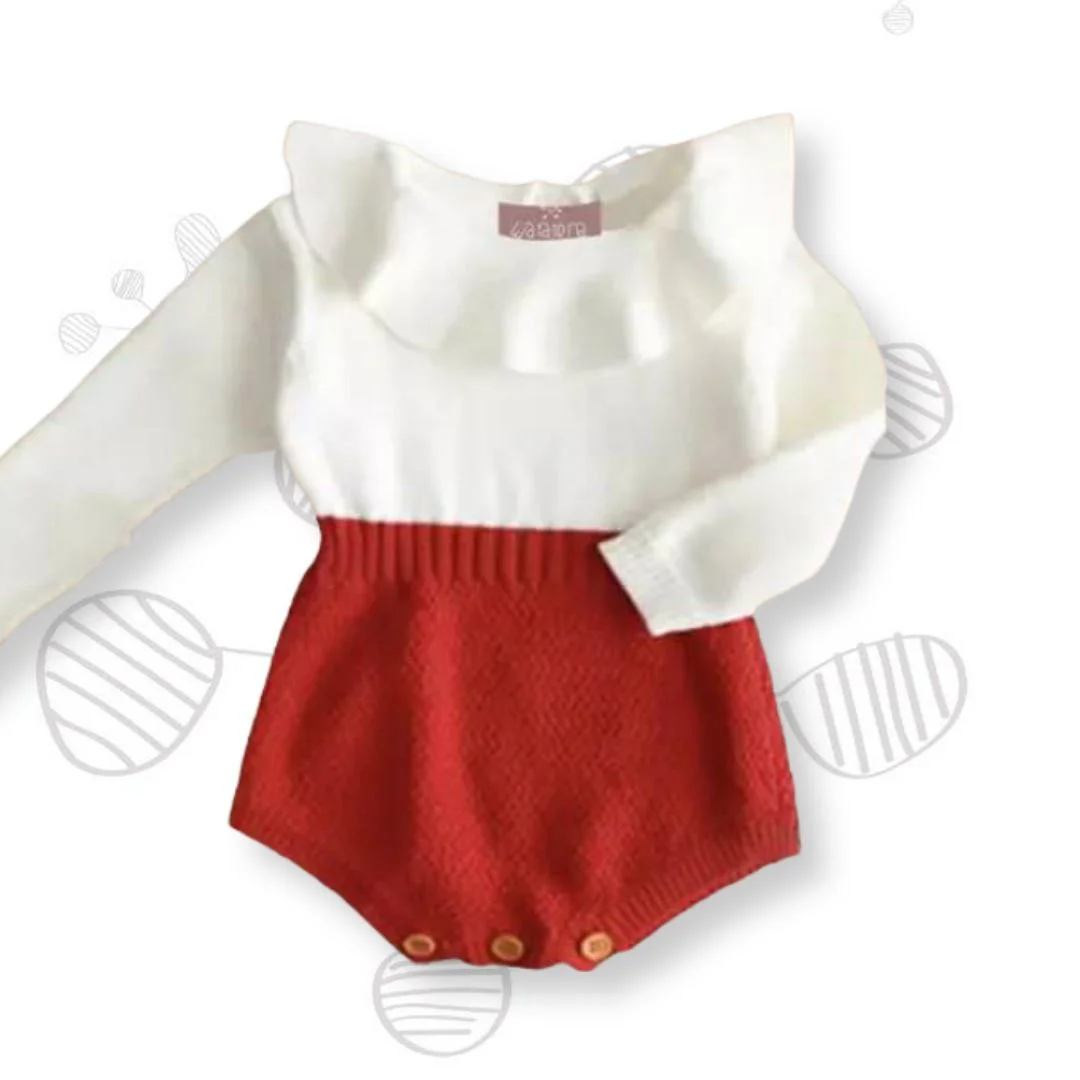 Romper Con Cuello Ancho, Rojo y Blanco