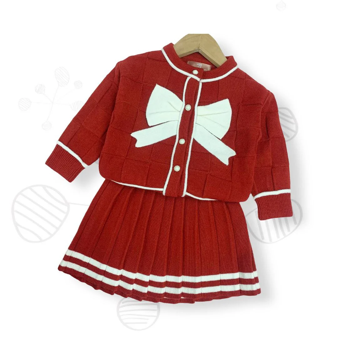 Conjunto Falda Plisada con Moño, Rojo