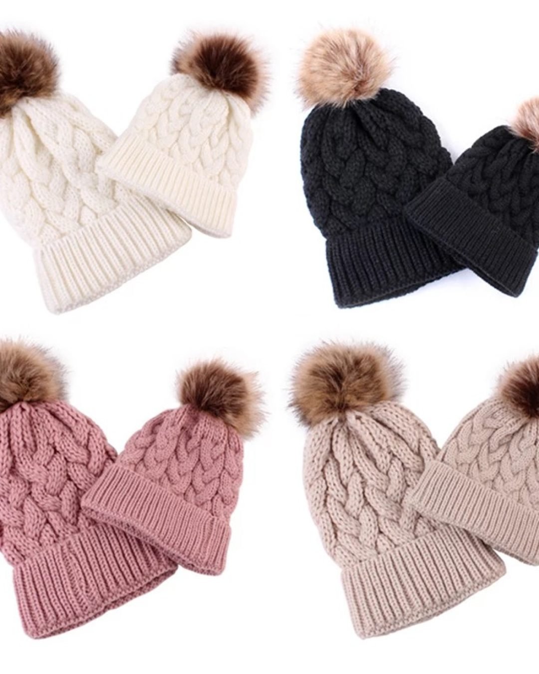 gorrito de punto a juego para madre y bebè